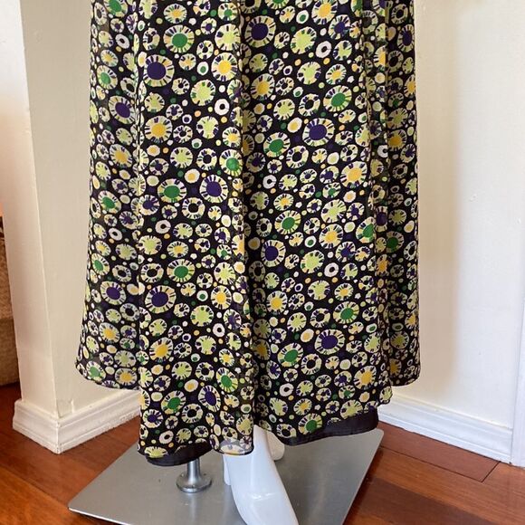 Armani Exchange Black and Yellow Dot Print Ruffle Maxi Dress Size 10 - Picture 5 of 11